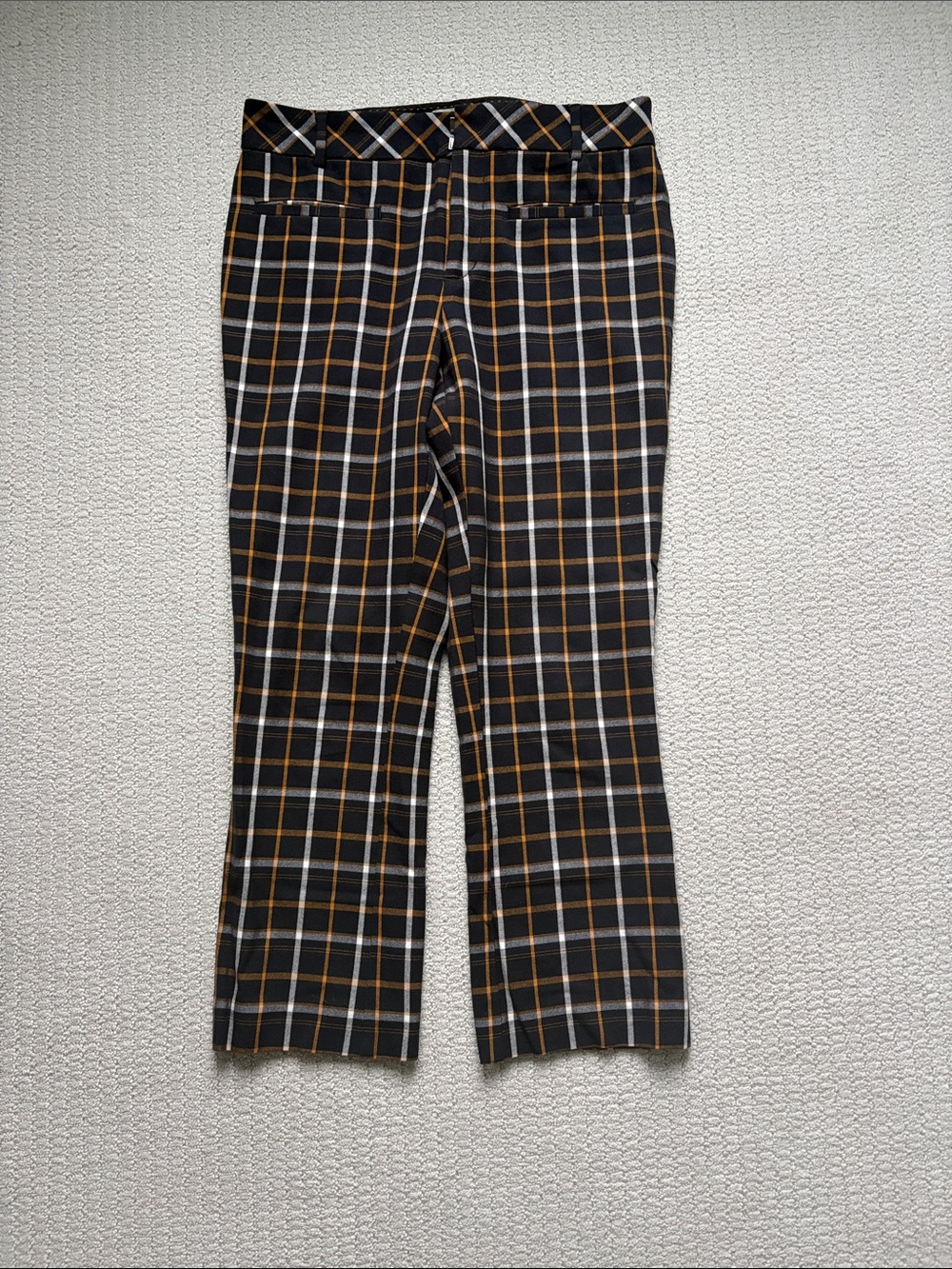 Anthropologie Men’s Black Plaid Chinos with Mustard and White Windowpane